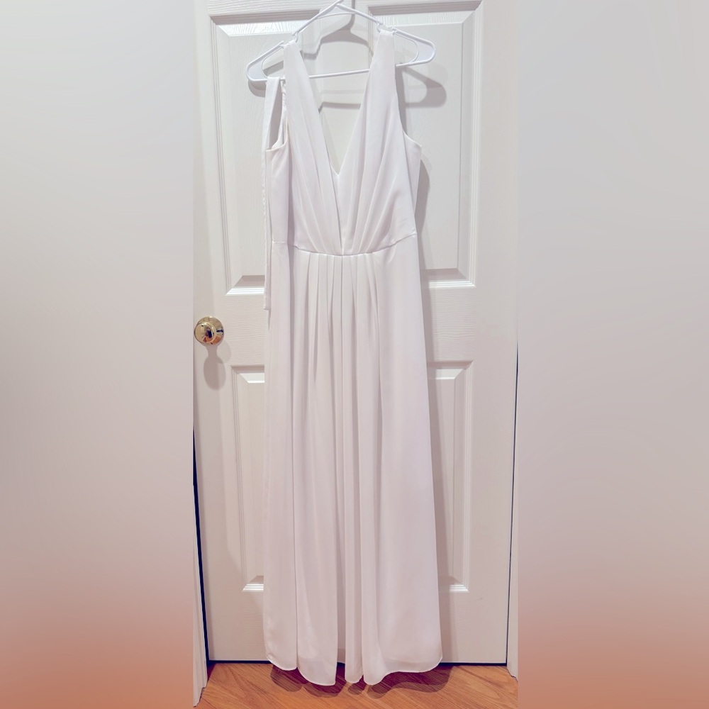 White Pleated Halter Wedding Gown by social Bridemaids